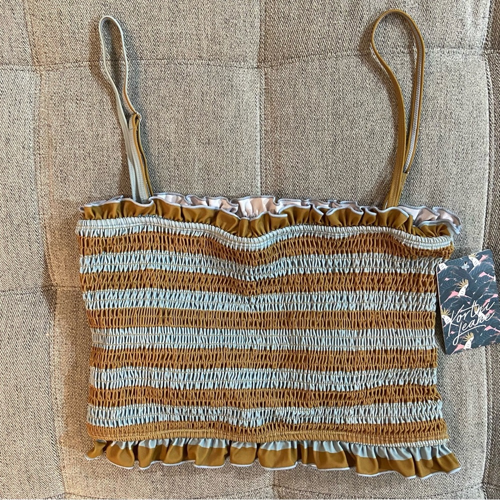 Kortni Jeane Bandeau Top - Blue/Green Stripe